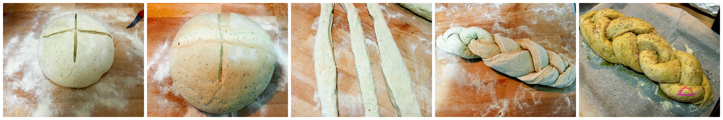treccia di pane al sesamo