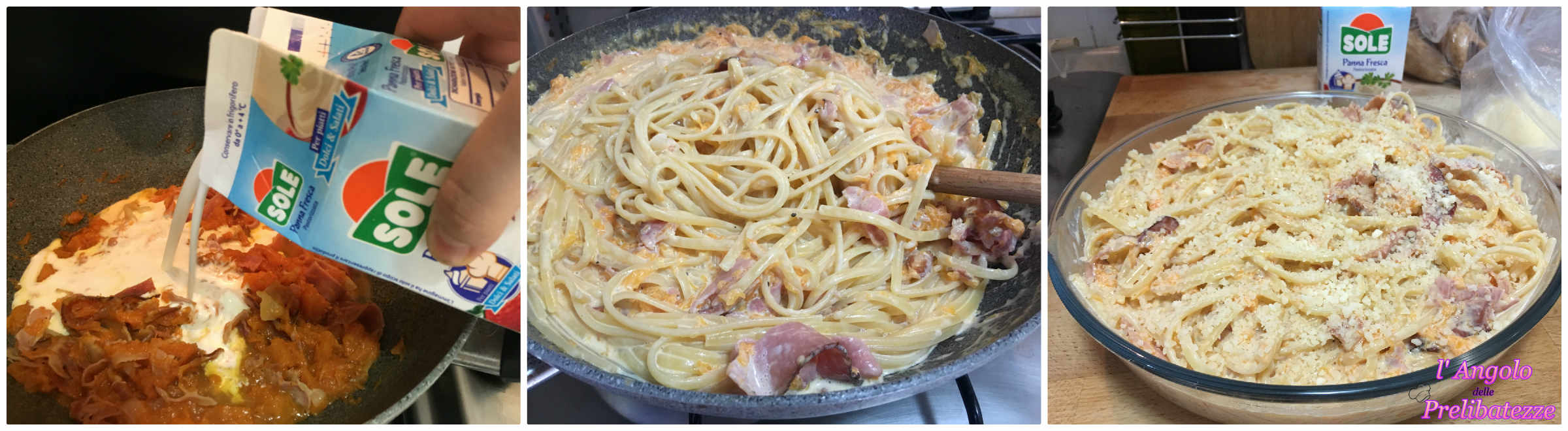 linguine cremose con zucca e speck
