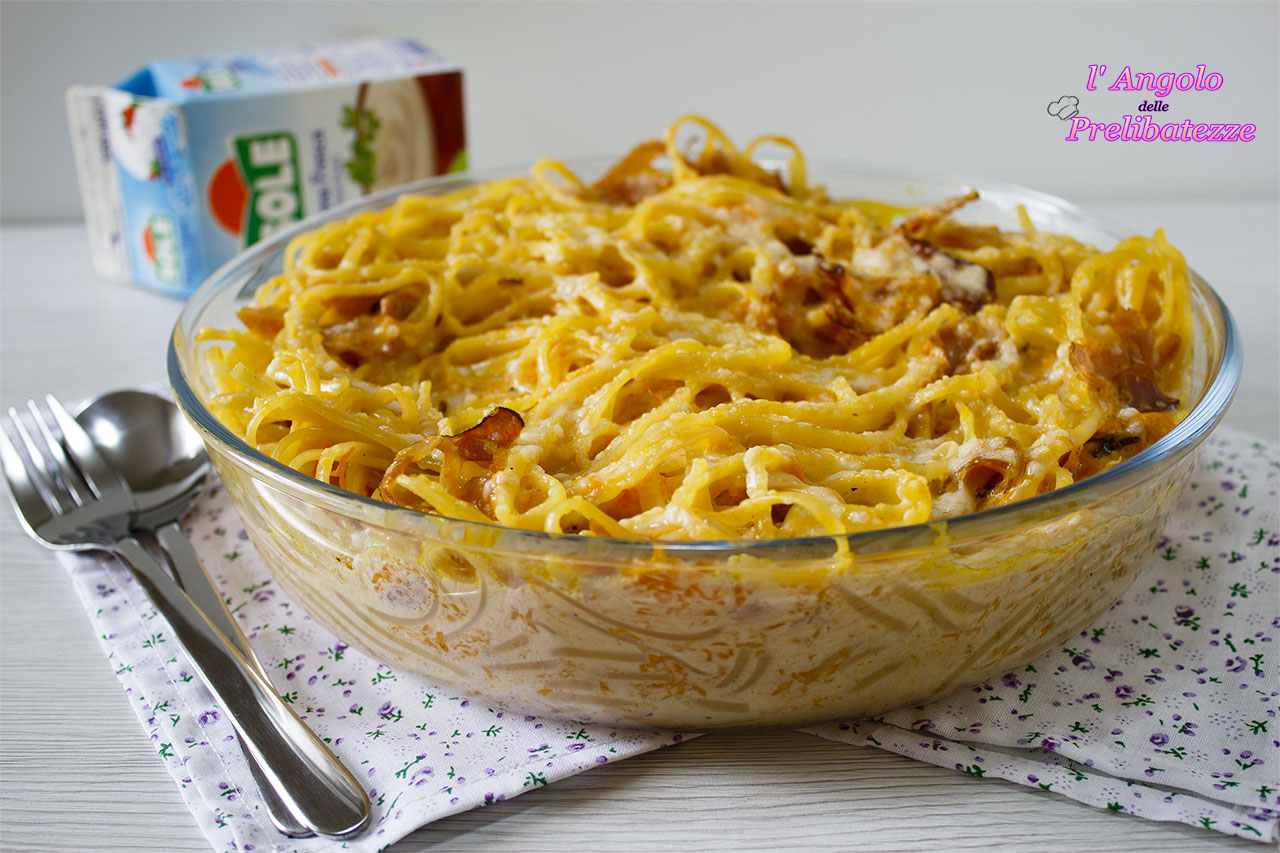 linguine cremose con zucca e speck