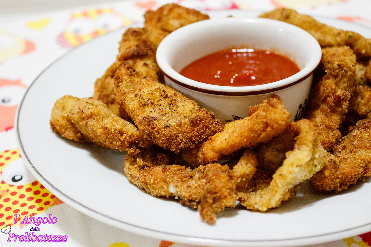 bocconcini di pollo fritto, con polvere di pistacchio
