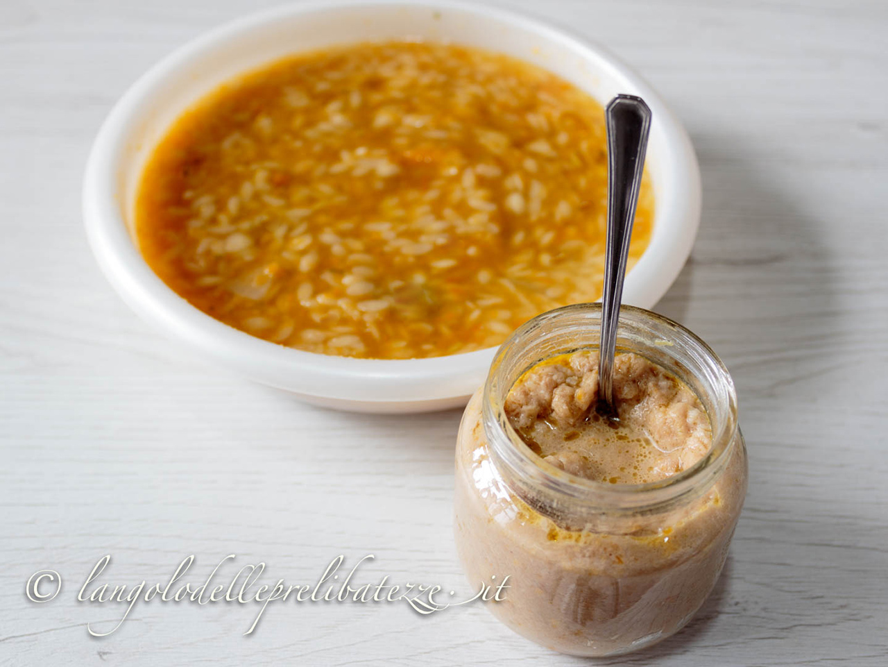 Brodo di carne per pastina e carne frullata per primi dentini